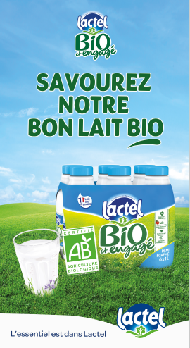 Lactel Bio demi-écrémé Bouteille 1L